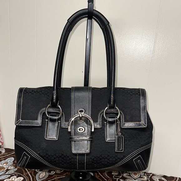 Coach SoHo Flap 3648 Black Satchel Canvas/Leather Collectible - Picture 1 of 16